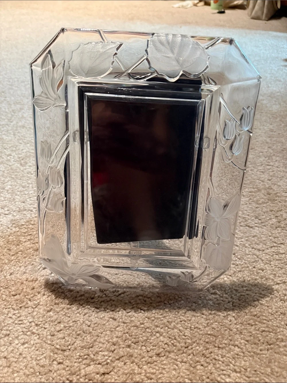 Clear Real Glass Floral Picture Frame